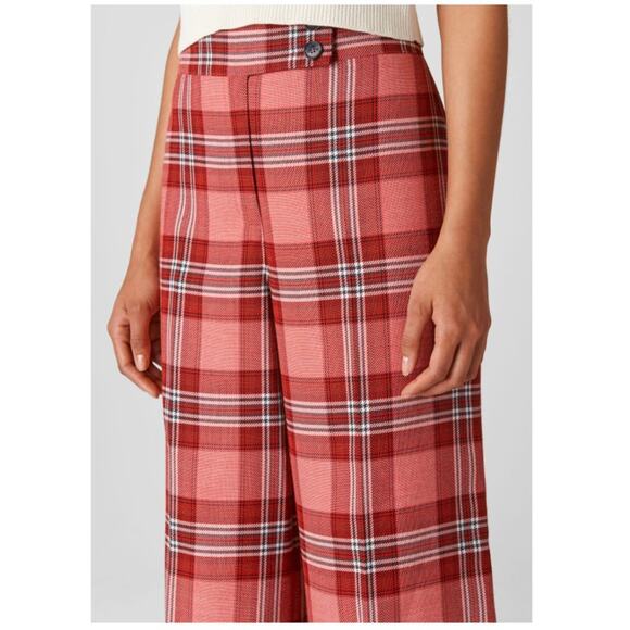 Red Multi Whistles Cara Check Wide Leg Trousers US 4 - Picture 3 of 9